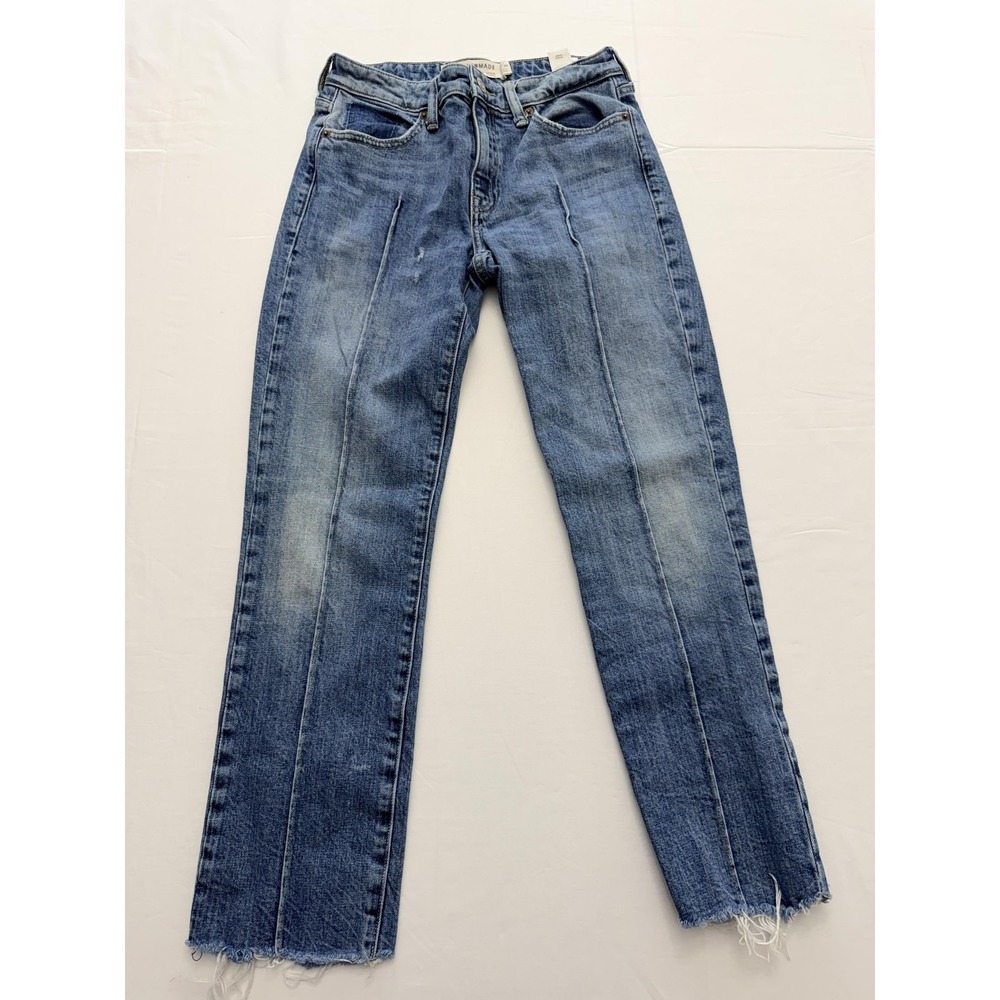 Lucky Brand Straight Jeans Womens 2 Blue Wash High Rise Distressed 26x25.5 Denim